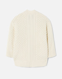 Oversized leather cardigan - Ivory