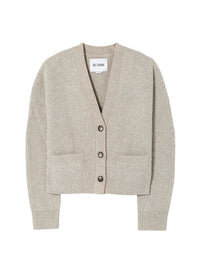 Woven leather V-neck cardigan - Oatmeal Grey Heather