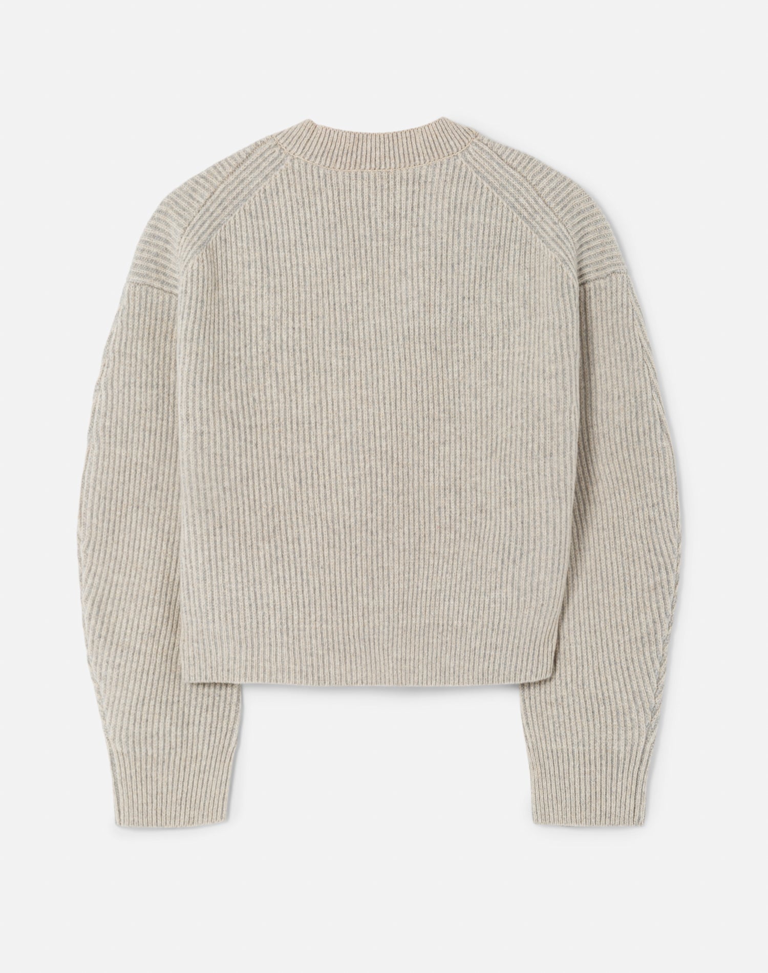Woven leather V-neck cardigan - Oatmeal Grey Heather