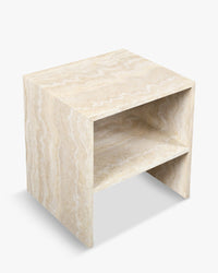 Table de chevet Napoli en bois - Effet Travertin