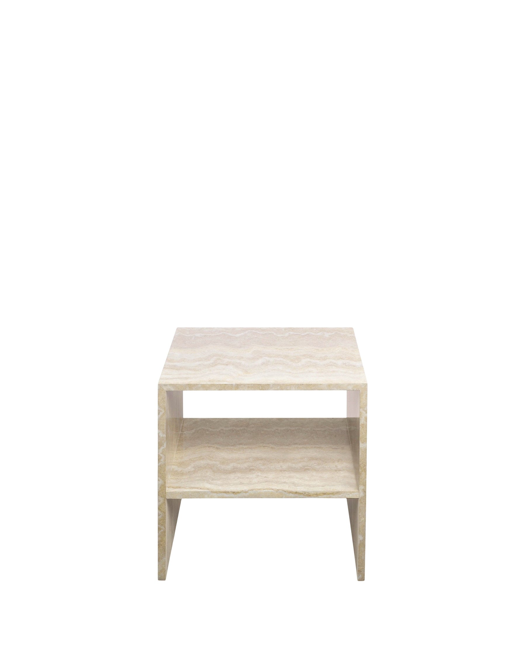 Table de chevet Napoli en bois - Effet Travertin