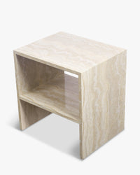 Table de chevet Napoli en bois - Effet Travertin