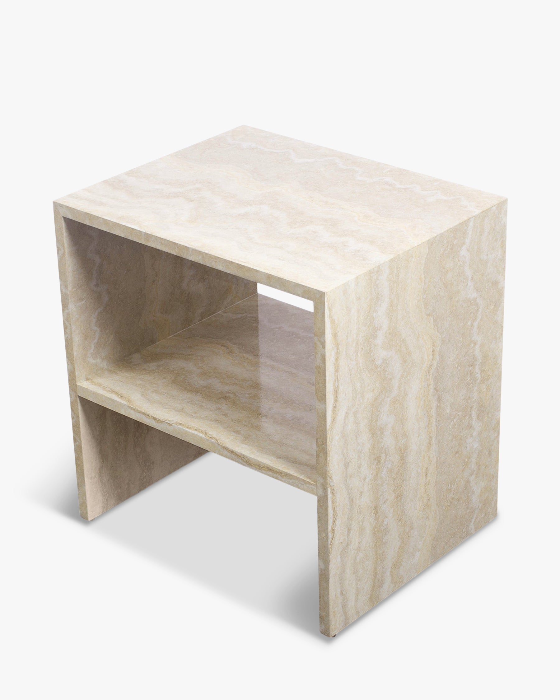 Table de chevet Napoli en bois - Effet Travertin