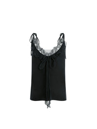 Silk ruffled camisole - Black