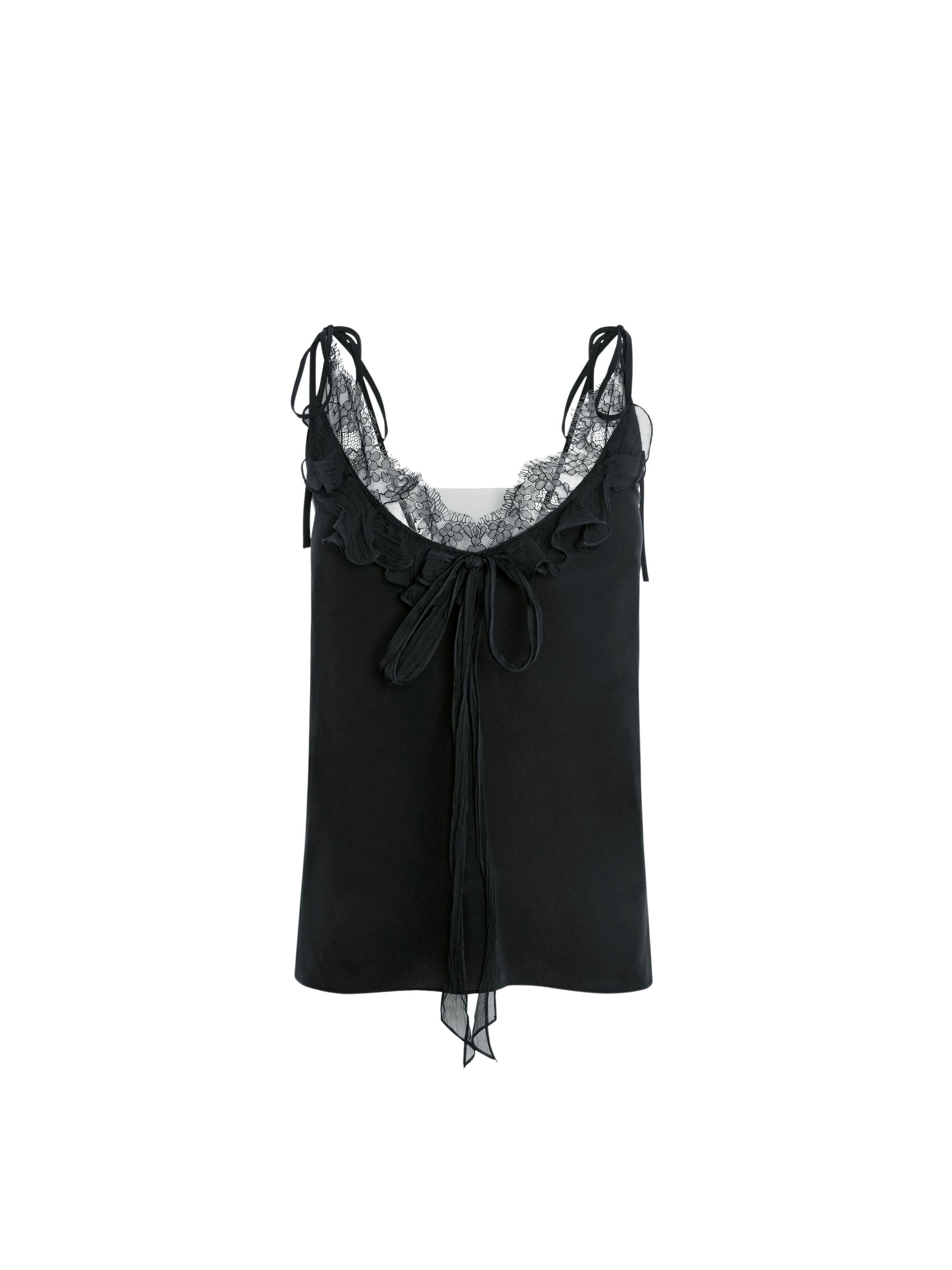 Silk ruffled camisole - Black