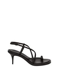 Sandales à talons avec laninères 85 en cuir - Black