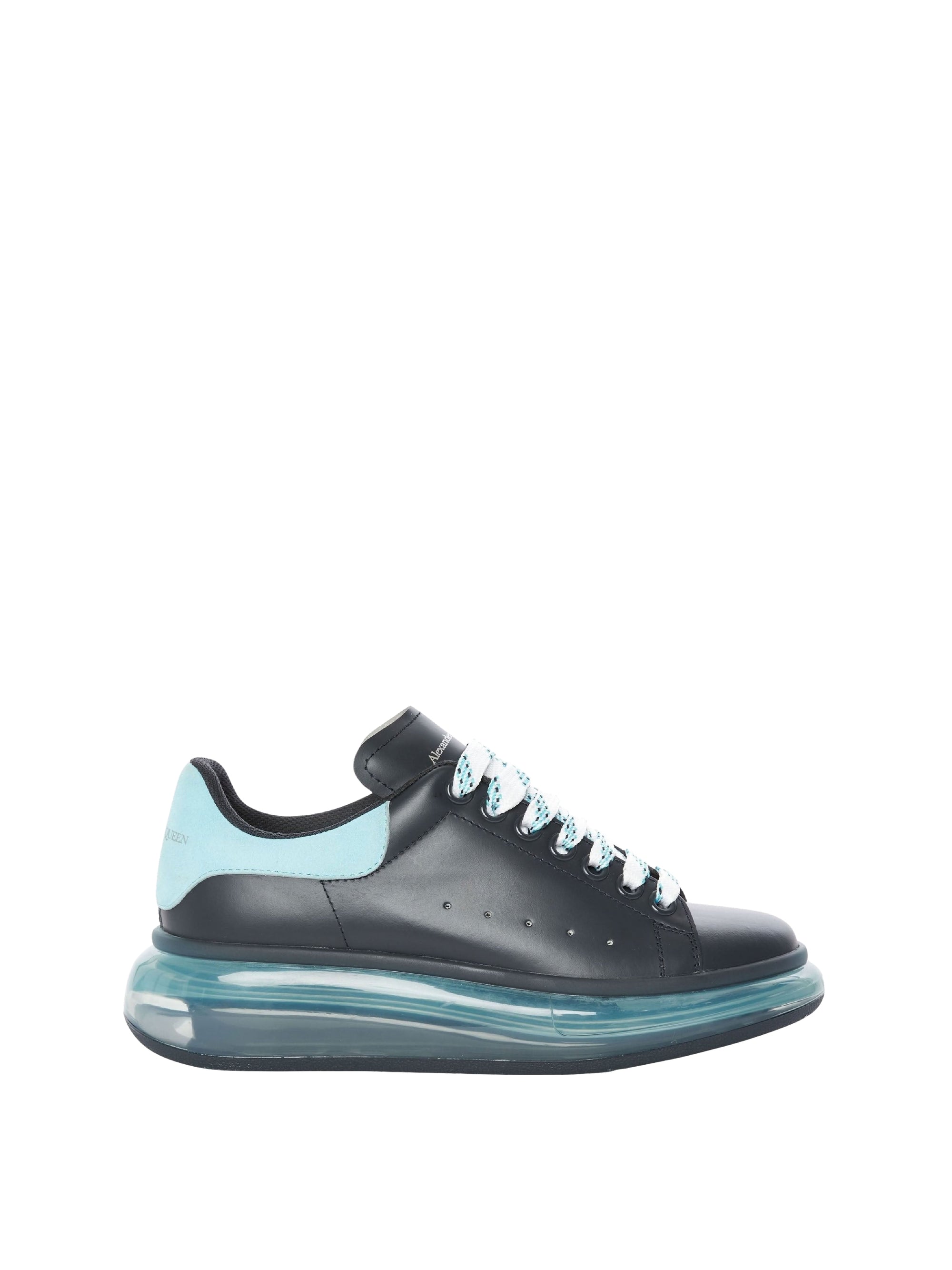 Sneakers à semelle épaisse en cuir - Aqua & Black