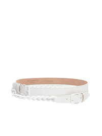 Ceinture avec chaîne en cuir - Optic White
