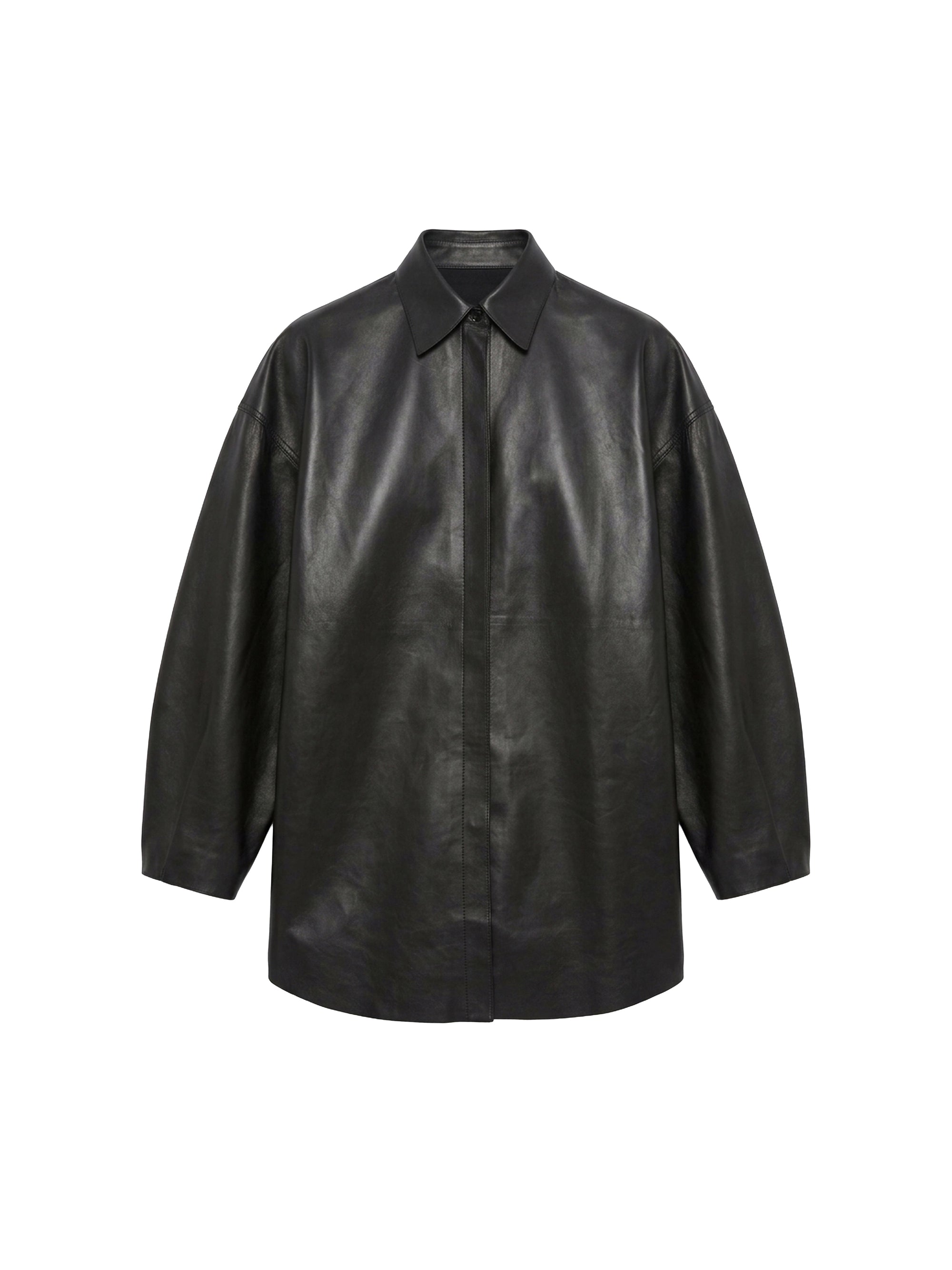Chemise oversize en cuir - Black