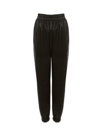 Pantalon à taille élastique en cuir - Black