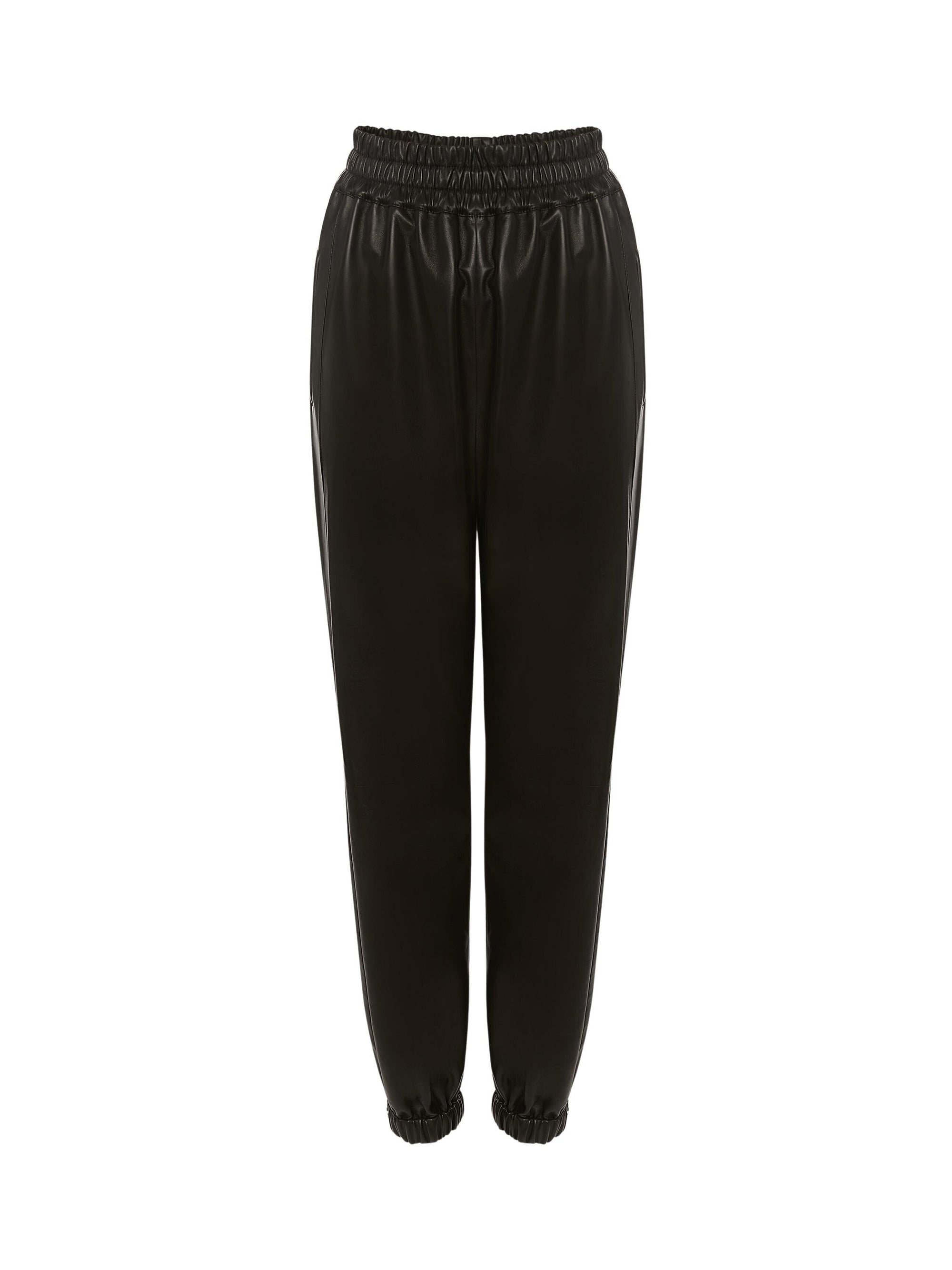 Pantalon à taille élastique en cuir - Black