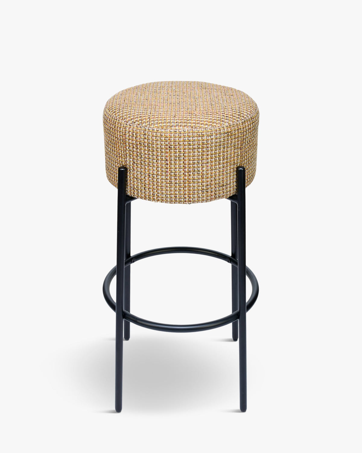 Tabouret de bar - Tweed Jaune Miami & Métal Noir