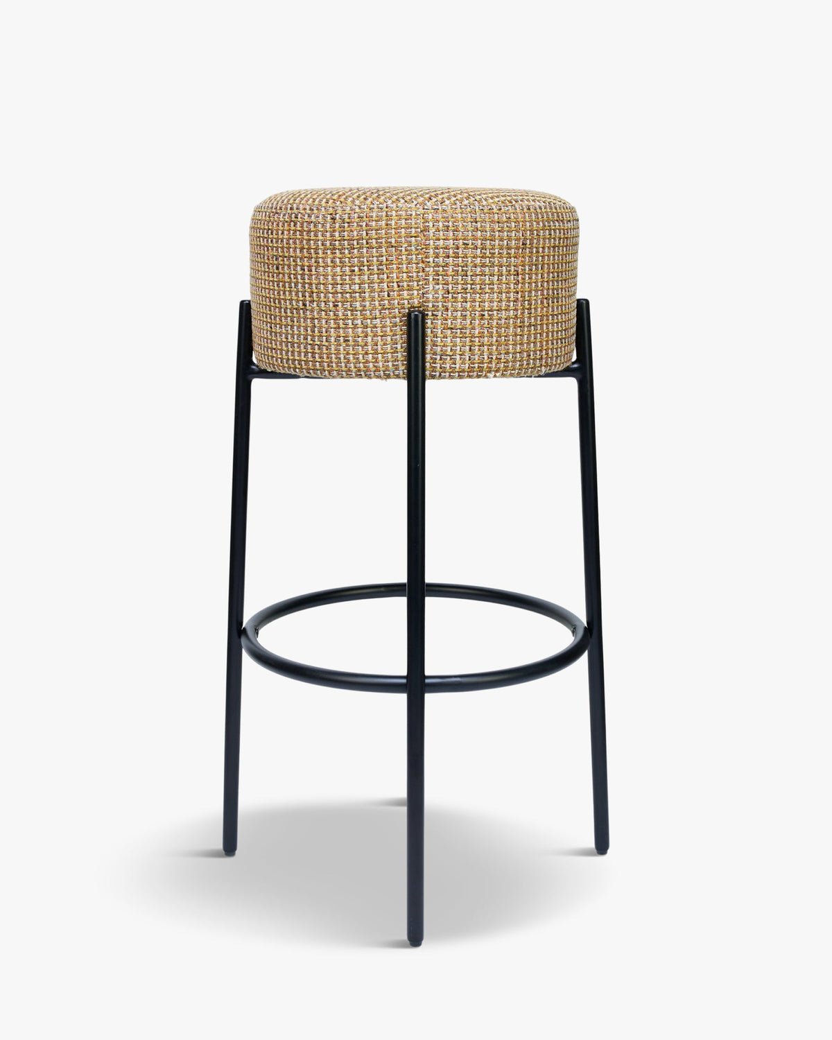Tabouret de bar - Tweed Jaune Miami & Métal Noir