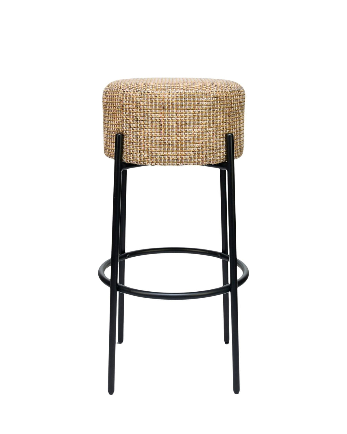 Tabouret de bar - Tweed Jaune Miami & Métal Noir