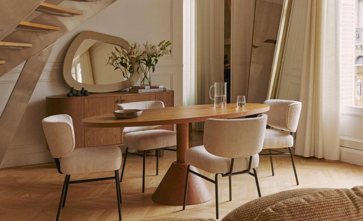 Miroir design organique Georgy en bois - Beige
