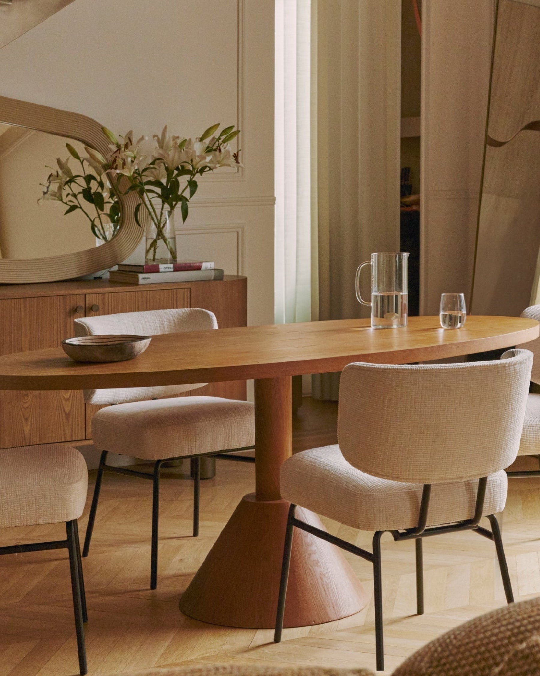 Miroir design organique Georgy en bois - Beige