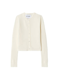 Embossed wool cardigan - Ecru
