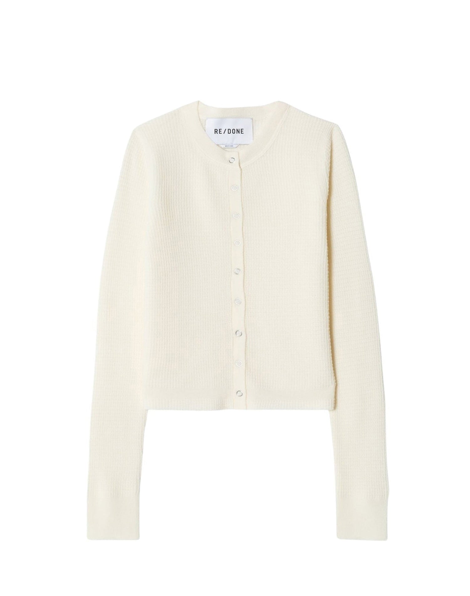 Embossed wool cardigan - Ecru