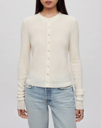 Embossed wool cardigan - Ecru