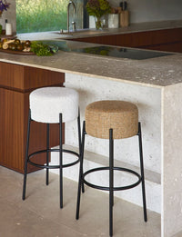 Tabouret de bar - Tweed Jaune Miami & Métal Noir