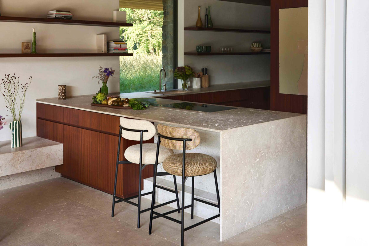 Tabouret de bar Maia - Tweed Jaune Miami