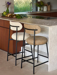 Tabouret de bar Maia - Tweed Jaune Miami
