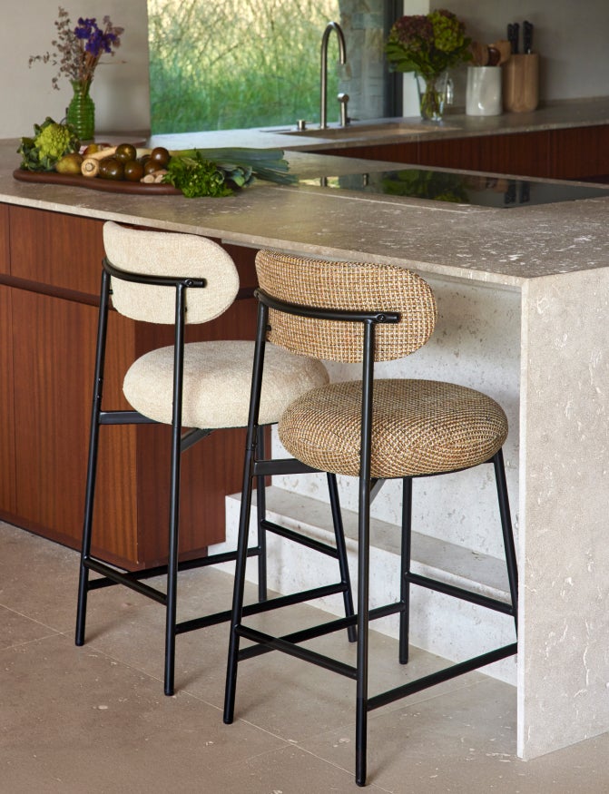 Tabouret de bar Maia - Tweed Jaune Miami
