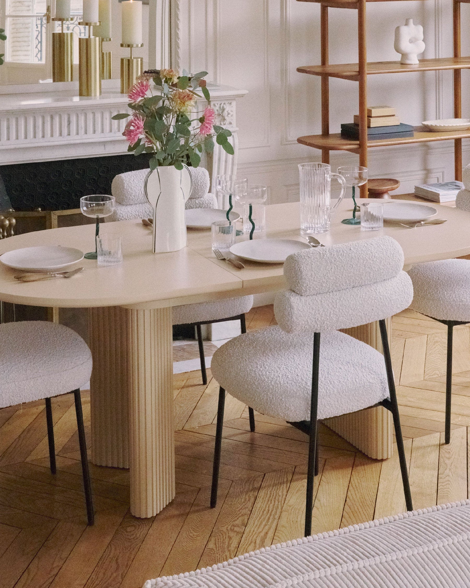 Table à manger extensible Adriano en bois - Beige