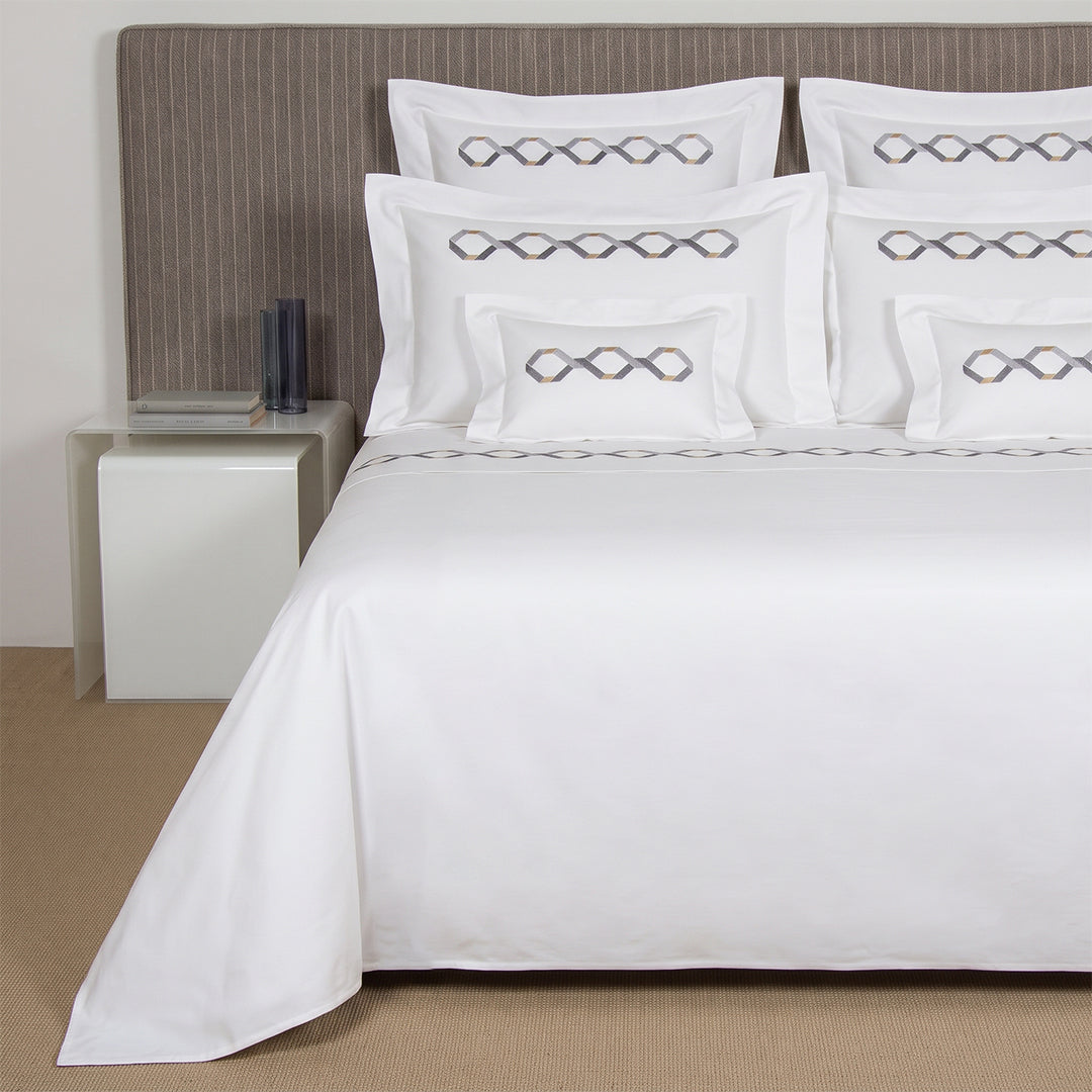 Housse de couette Continuity Embroidery en coton - Grigio & Savage Beige