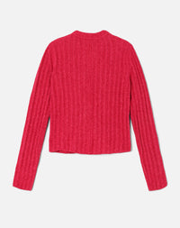 Ribbed terry cardigan - Dragon Fruit