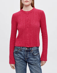 Ribbed terry cardigan - Dragon Fruit