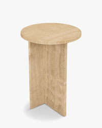 Emilio side table in Travertine stone - Travertine