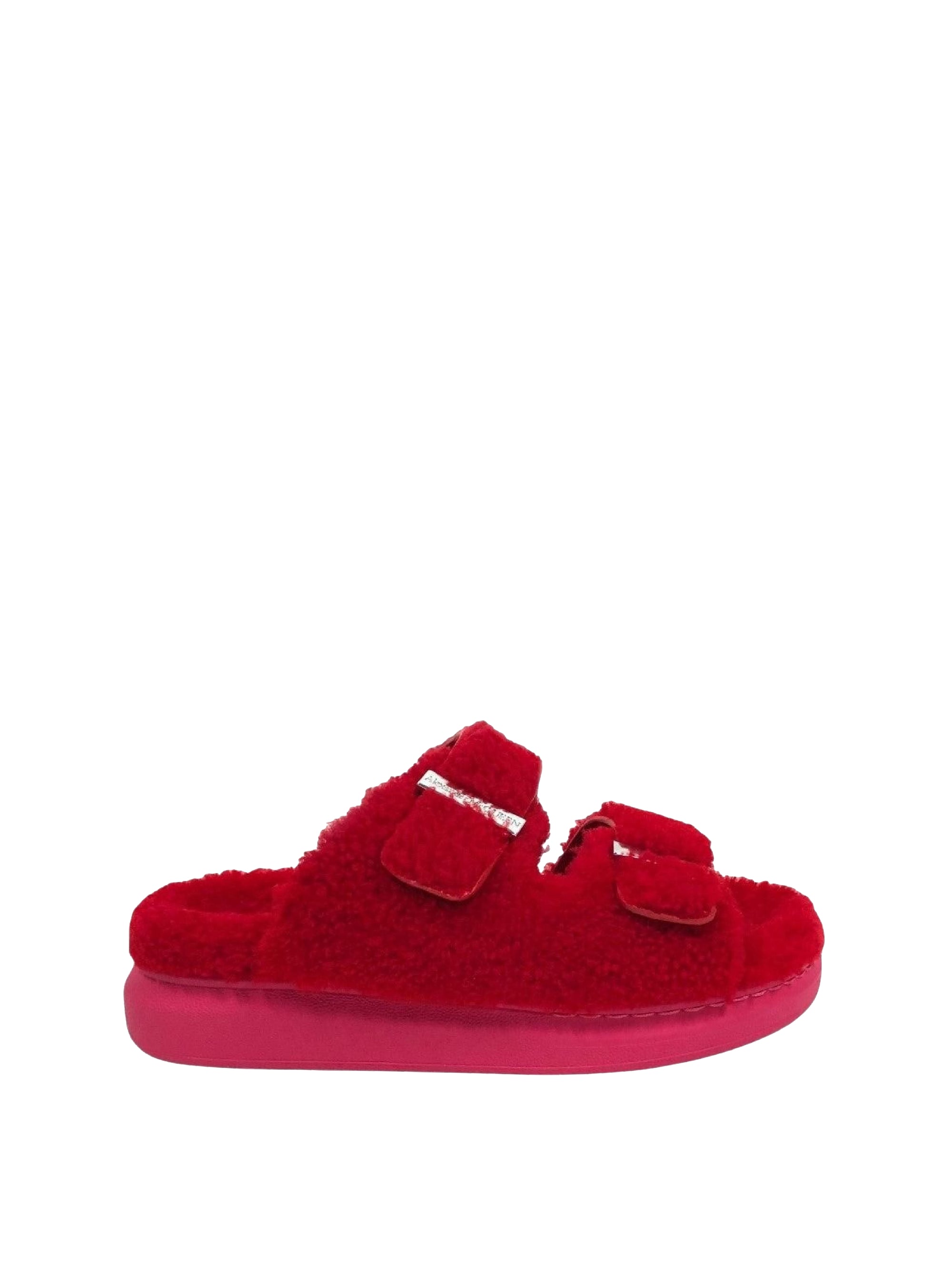 Hybrid sandals in sheepskin - Red