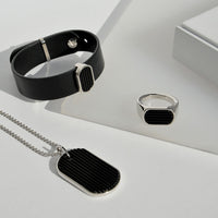 Pendentif L'Homme Alpha en cristal et argent - Noir & Argent