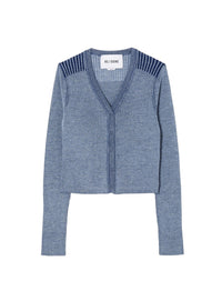 Wool tone-on-tone ribbed cardigan - Elysian Combo