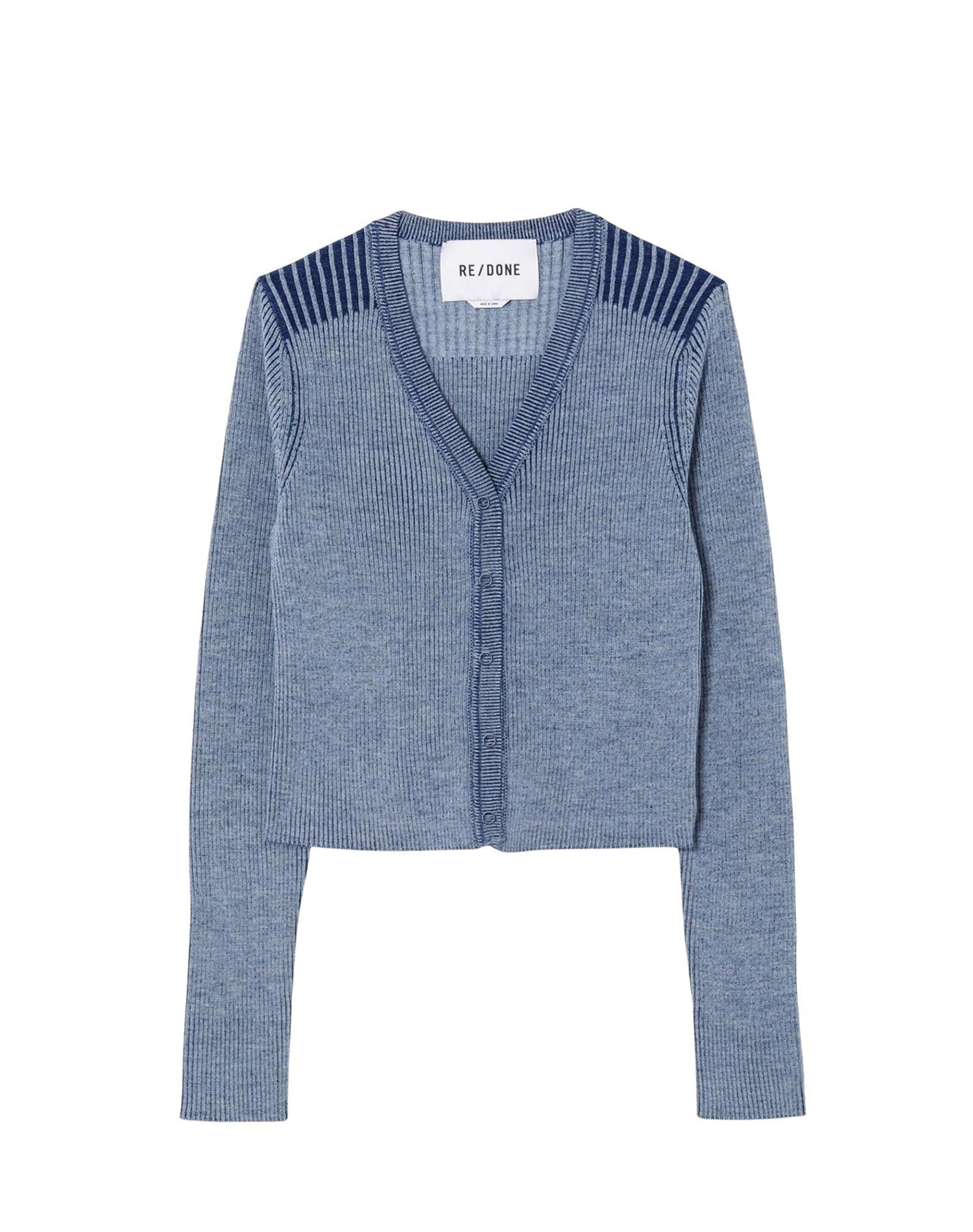 Wool tone-on-tone ribbed cardigan - Elysian Combo