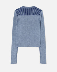 Wool tone-on-tone ribbed cardigan - Elysian Combo