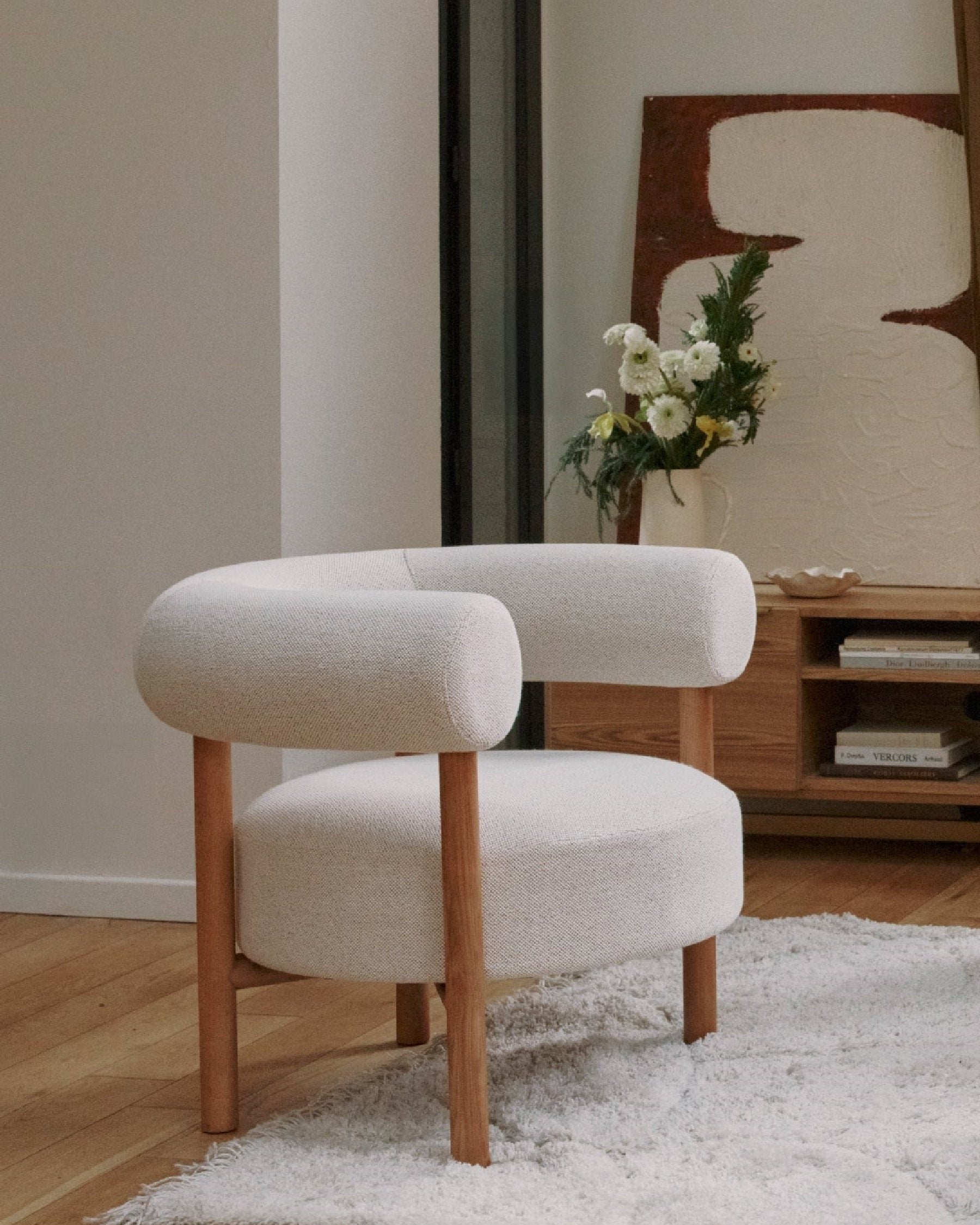 Fauteuil Carol en bois - Beige sable
