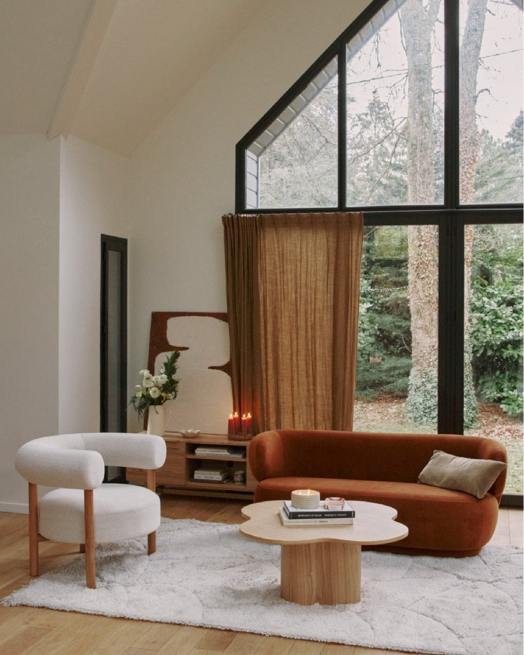 Flower wooden coffee table - Bois naturel