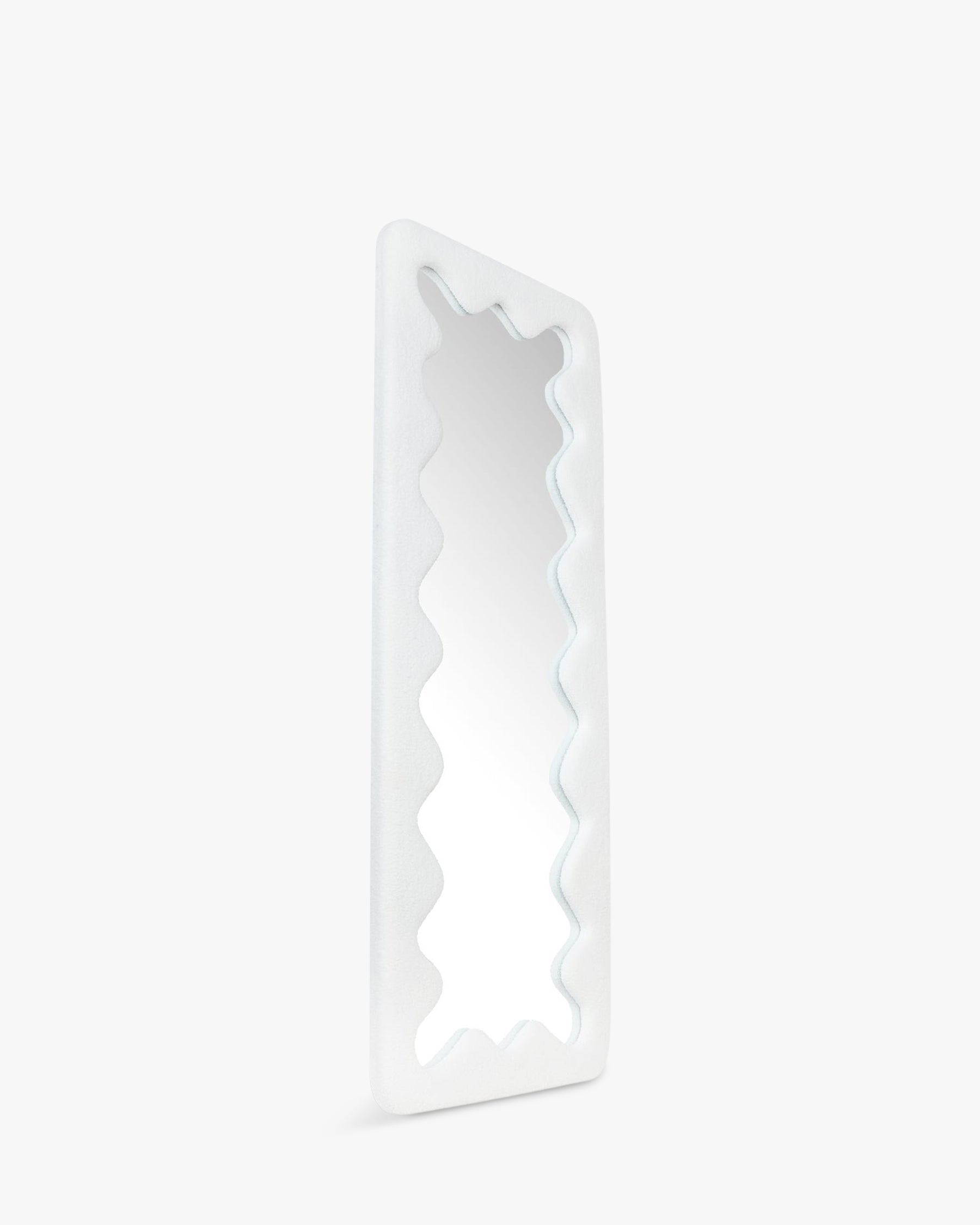 Miroir organique Papeete en velours teddy - Blanc