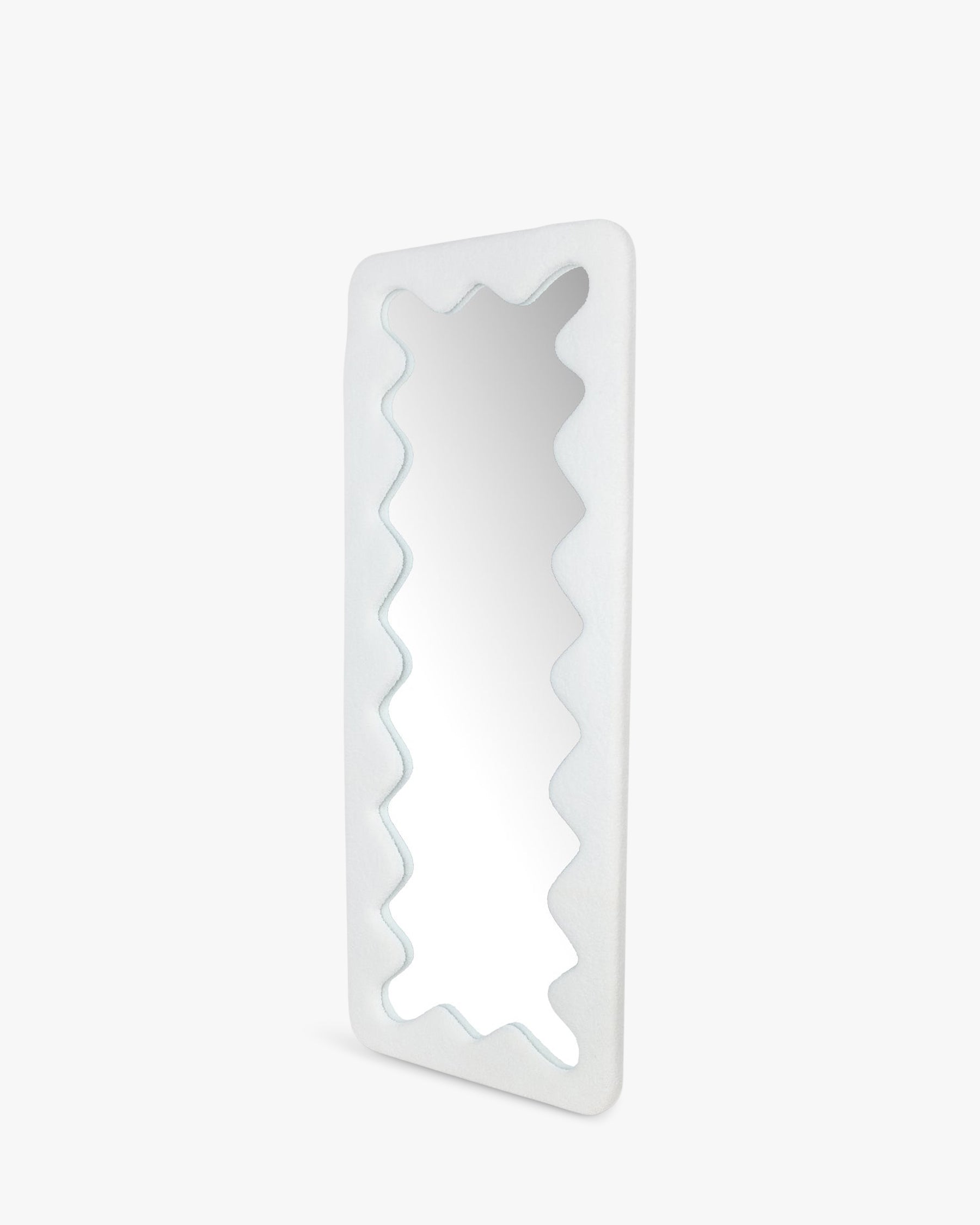 Miroir organique Papeete en velours teddy - Blanc