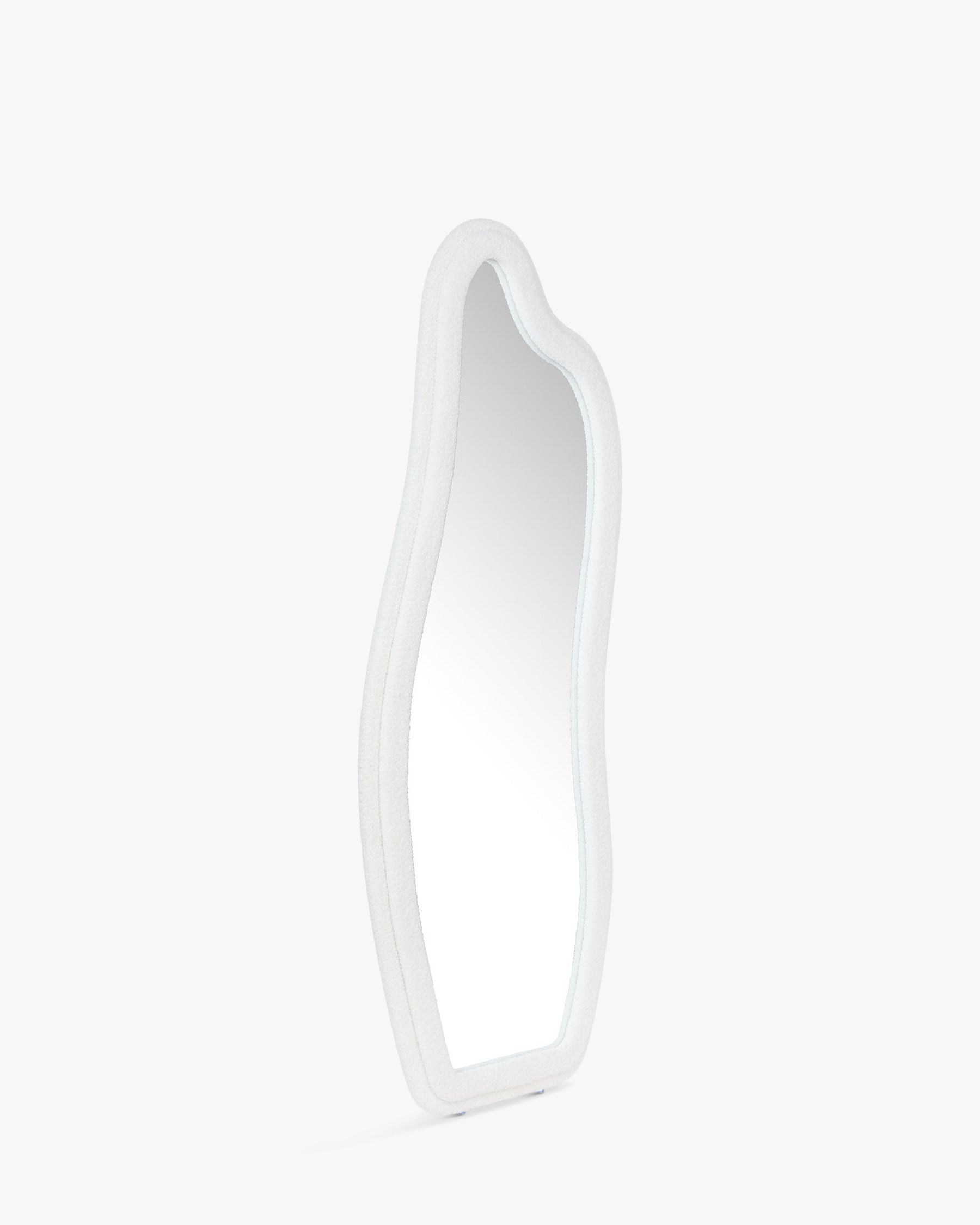 Miroir organique Mahina en velours teddy - Blanc