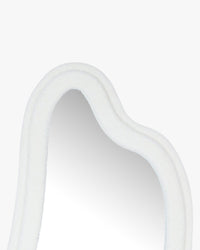 Miroir organique Mahina en velours teddy - Blanc