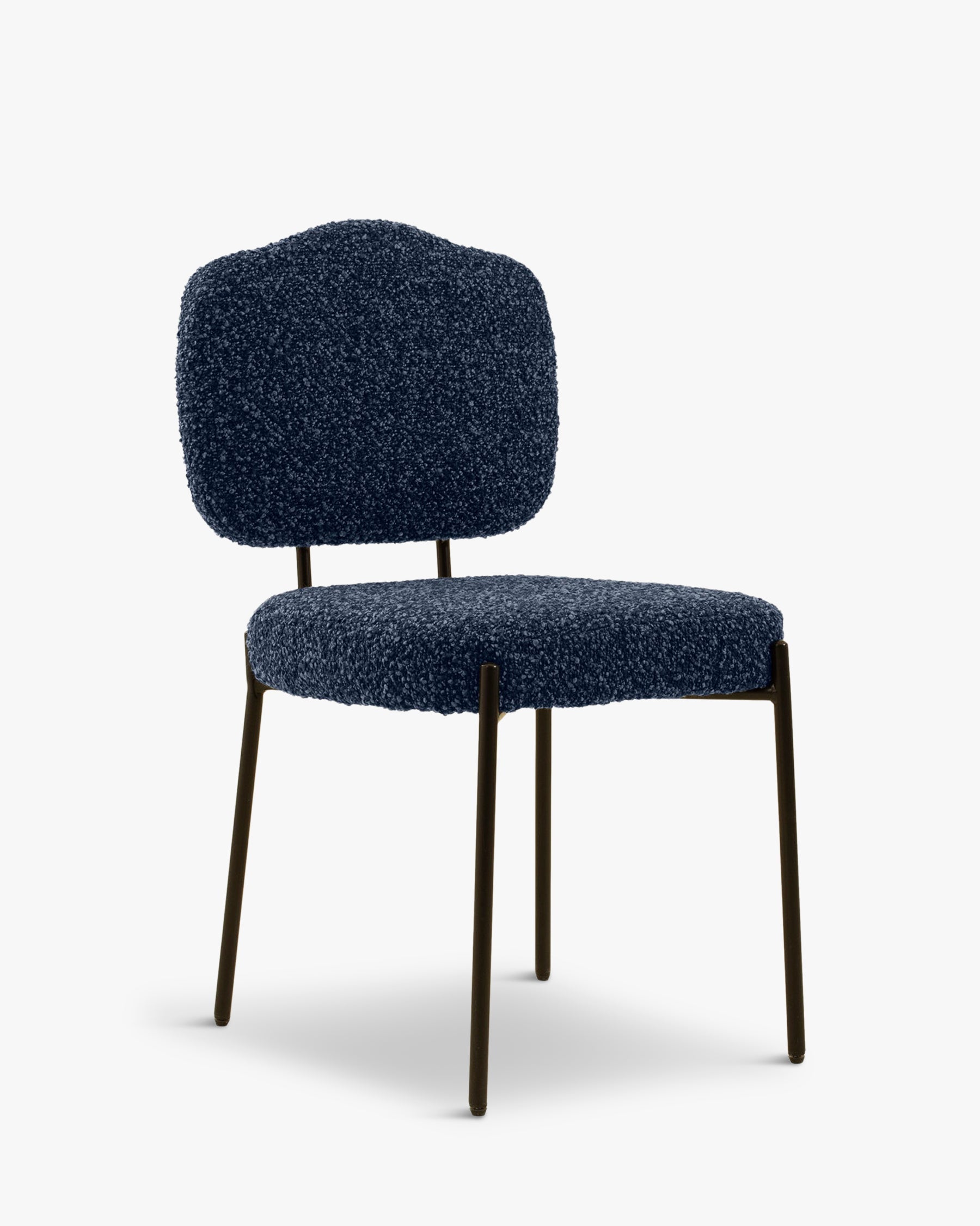 Chaise Mogan en tissu bouclé - Bleu latté