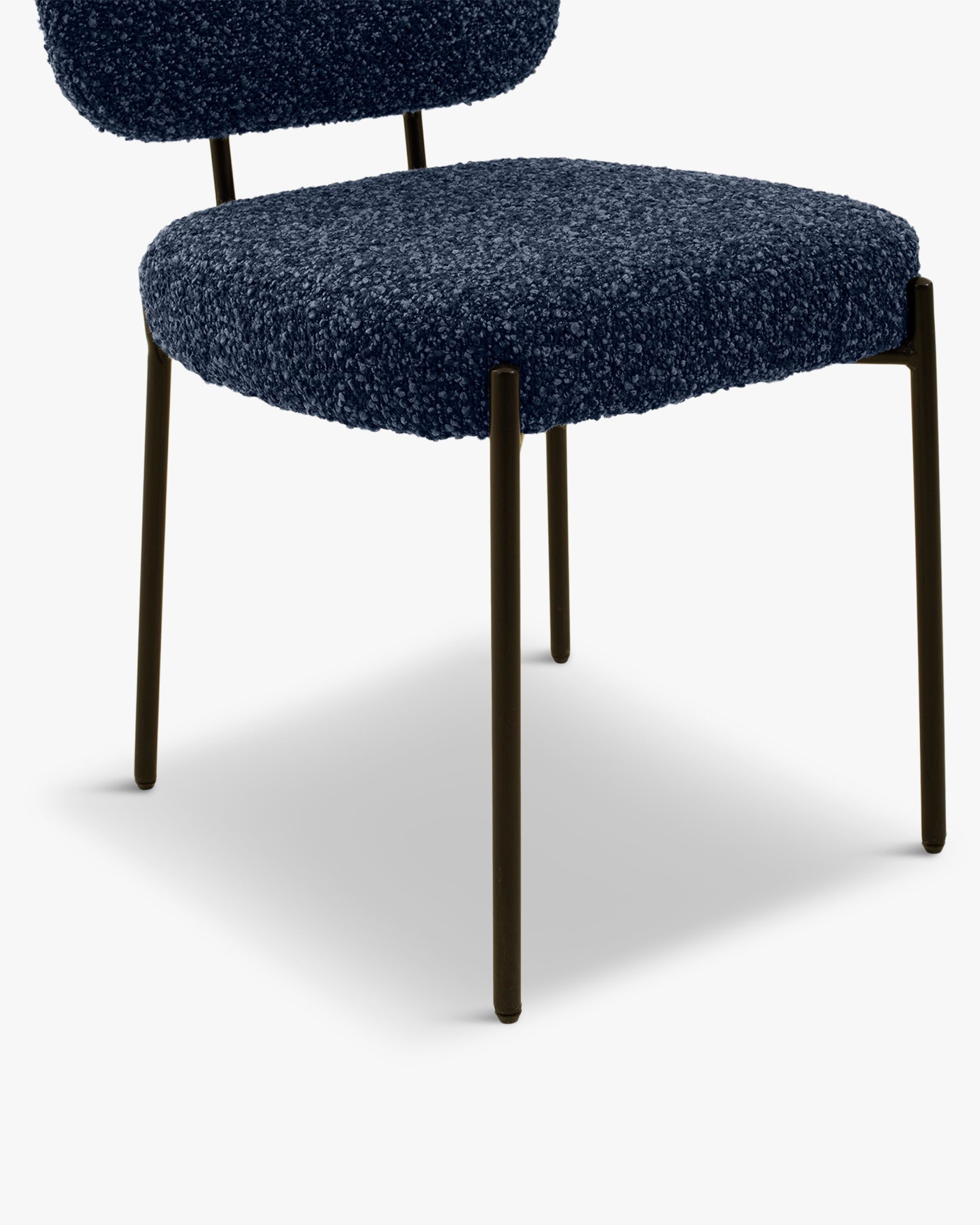 Chaise Mogan en tissu bouclé - Bleu latté