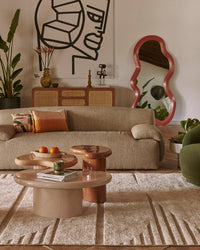 Pouf Takoo en tweed - Tweed marron