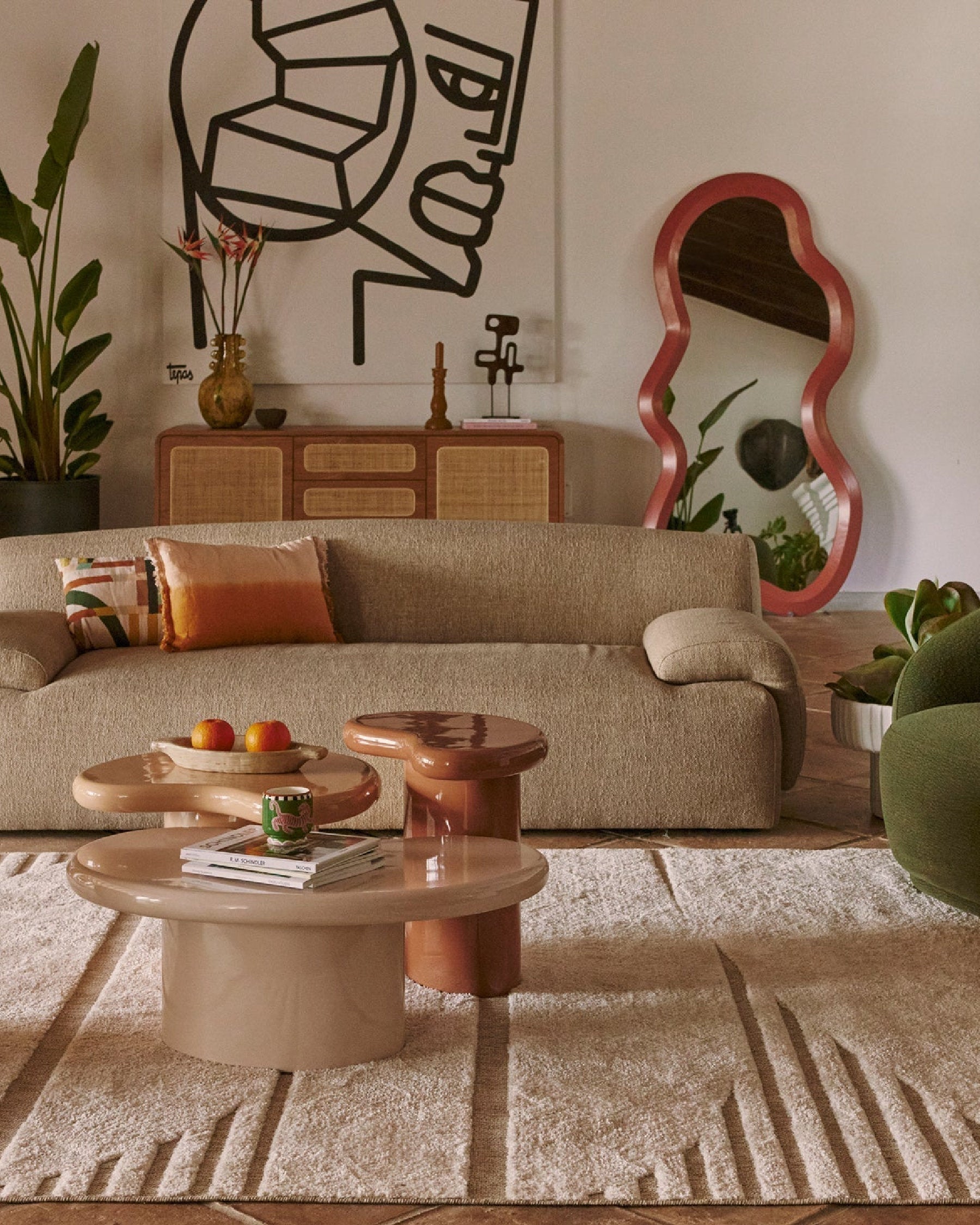 Pouf Takoo en tweed - Tweed marron
