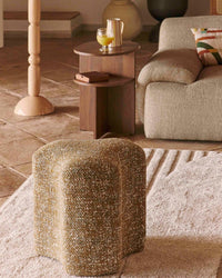 Pouf Takoo en tweed - Tweed marron
