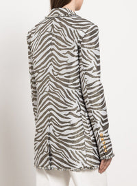 Veste boutonnée imprimée zèbre - Blanc & Or