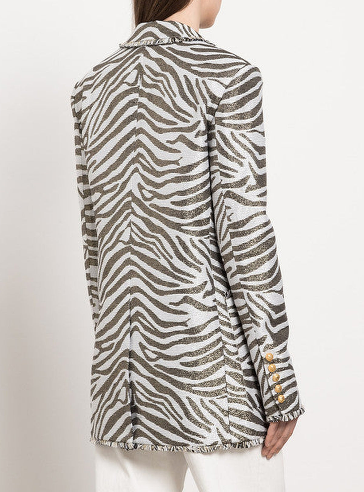 Veste boutonnée imprimée zèbre - Blanc & Or